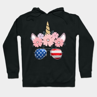 4th of July Patriotic Unicorn American Flag Girls Hoodie